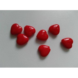 Cseh üveggyöngy szív - 12mm - piros - 12 db / csomag