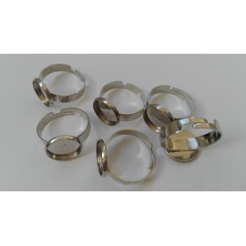 Ragasztható gyűrű alap 12mm-es lencséhez, rhodium szín (1 db)