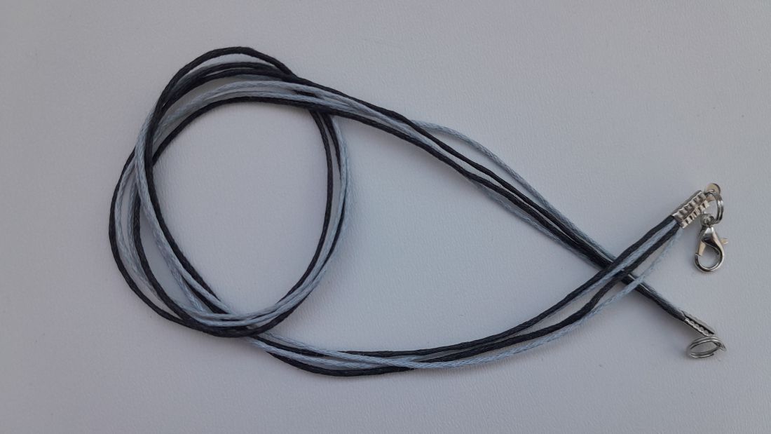 Viaszolt szálas nyaklánc alap - szürke-fekete (1 db)